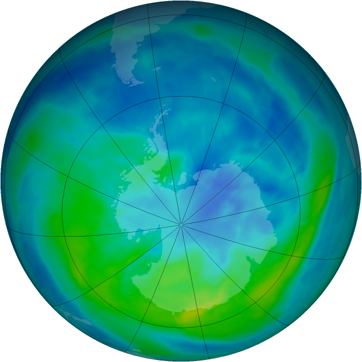 Antarctic ozone map for 26 March 2015